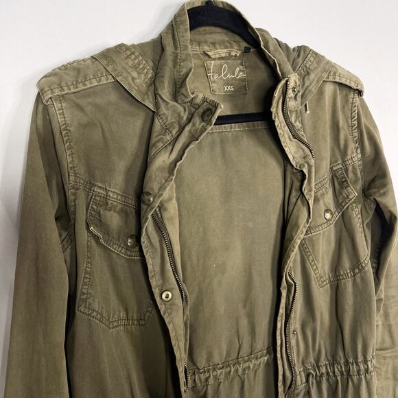 Aritzia Talula XXS Olive Green Trooper Utility Jacket Hooded Cinch Waist 2XS - Picture 6 of 13